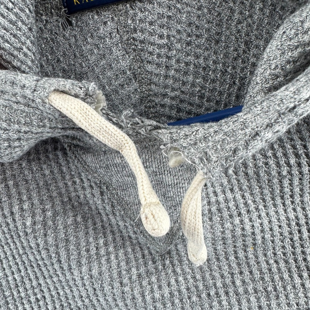 Polo Ralph Lauren Thermal Hoodie Mens Large Gray Lightweight Cotton Pullover - Picture 5 of 16